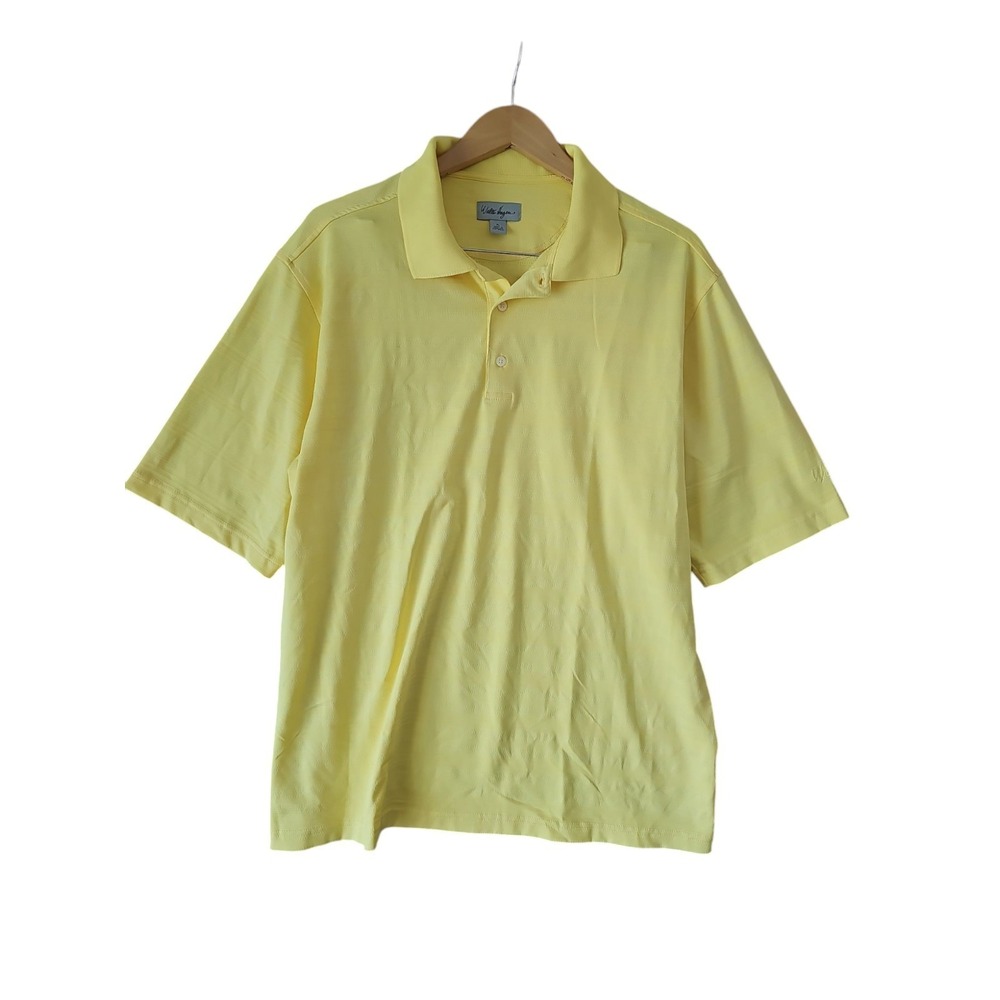 WALTER HAGEN Men's Size XL Collared Yellow Striped Short Sleeve Polo Shirt